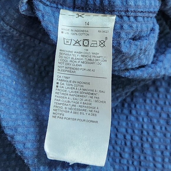 Janie And Jack Boys Seersucker Button Up Shirt Size 14 Blue Short Sleeve - Picture 4 of 4